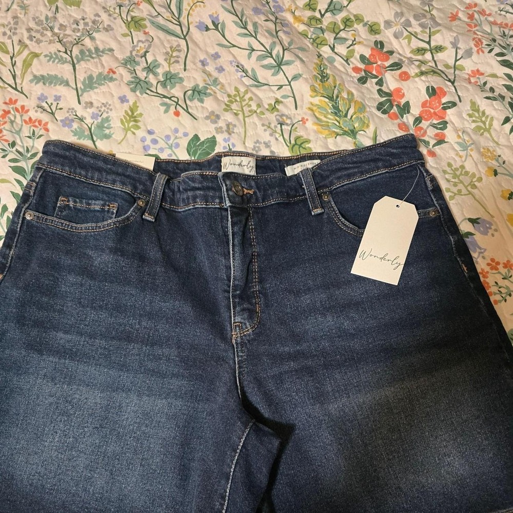 Wonderly Womens Mid-Rise Denim Shorts Dark Wash Blue Size 16 NWT
